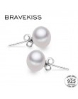BRAVEKISS naturalne perły słodkowodne kolczyki 925 kolczyki sztyfty ze srebra wysokiej próby dla kobiet eleganckie stadniny różo
