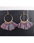 TJP 2019 etniczne czeski biały Tassel kolczyki długie liny frędzle sektora bawełny wypadania Dangle kolczyki dla kobiet moda biż