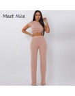 2 dwuczęściowy zestaw kobiet żebrowane O Neck krótki top i zestaw długich spodni Sexy jesień z krótkim rękawem dres kobiet Conju