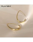 HUANZHI 2019 Half Crescent Chic minimalistyczny klasyczny stop elegancki Hoop kolczyki dla kobiet dziewczyna Wedding Party biżut