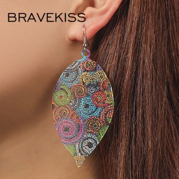 BRAVEKISS Vintage kształt liścia spadek kolczyki dla kobiet Boho wydrążona biżuteria Trendy koreański kolczyk 2019 nowy BPE1401