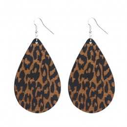 AENSOA proste Vintage Leopard drewniane kolczyki afrykańskie łzy spadek kolczyki dla kobiet drewniana kropla wody wisiorek biżut