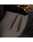 Nowy Vintage Bohemia czarny Hollow kropelki wody okrągłe koło liście róże Tassel kolczyki damskie urok biżuteria etniczna