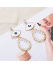 2020 Street Style Eye kolczyk akcesoria moda złoty kolor geometryczna pętla Pearl emalia Evil Eye kreatywne kolczyki dla kobiet