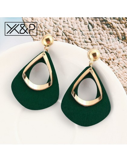 X & P geometryczne drewno spadek kolczyki dla kobiet moda koreański Vintage komunikat metalowy mały trójkąt dynda kolczyk biżute