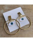 2020 Street Style Eye kolczyk akcesoria moda złoty kolor geometryczna pętla Pearl emalia Evil Eye kreatywne kolczyki dla kobiet