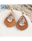 X & P geometryczne drewno spadek kolczyki dla kobiet moda koreański Vintage komunikat metalowy mały trójkąt dynda kolczyk biżute