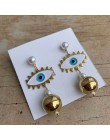 2020 Street Style Eye kolczyk akcesoria moda złoty kolor geometryczna pętla Pearl emalia Evil Eye kreatywne kolczyki dla kobiet