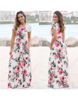 Kobiety długa, maksi sukienka 2020 lato kwiatowy Print Boho plaża sukienka z krótkim rękawem suknia wieczorowa tunika Vestidos P