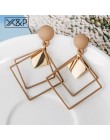 X & P geometryczne drewno spadek kolczyki dla kobiet moda koreański Vintage komunikat metalowy mały trójkąt dynda kolczyk biżute