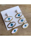 2020 Street Style Eye kolczyk akcesoria moda złoty kolor geometryczna pętla Pearl emalia Evil Eye kreatywne kolczyki dla kobiet
