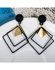 X & P geometryczne drewno spadek kolczyki dla kobiet moda koreański Vintage komunikat metalowy mały trójkąt dynda kolczyk biżute