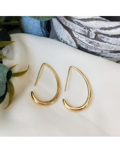 HUANZHI 2019 Half Crescent Chic minimalistyczny klasyczny stop elegancki Hoop kolczyki dla kobiet dziewczyna Wedding Party biżut