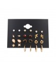 EN 12 Pairs Flower kolczyki damskie zestaw Pearl Crystal stadniny kolczyki Boho geometryczne Tassel kolczyki dla kobiet 2020 biż
