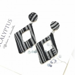 Nowe zwisają duże okrągłe kolczyki dla kobiet moda Handmade kwadratowe geometryczne kolczyki 2019 oświadczenie spadek kolczyki