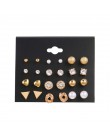 EN 12 Pairs Flower kolczyki damskie zestaw Pearl Crystal stadniny kolczyki Boho geometryczne Tassel kolczyki dla kobiet 2020 biż