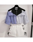 Plus rozmiar 2 sztuk zestawy z krótkimi spodenkami lato słodki koreański off shoulder topy i szorty 2 sztuk zestawy kobiety odzi