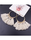 TJP 2019 etniczne czeski biały Tassel kolczyki długie liny frędzle sektora bawełny wypadania Dangle kolczyki dla kobiet moda biż
