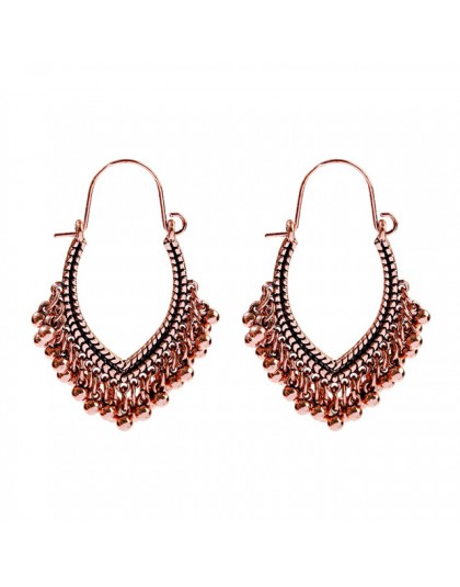 TopHanqi Indian Jhumka biżuteria w stylu Vintage Bell Tassel kolczyk Boho antyczne etniczne srebrny spadek wiszące kolczyki dla 