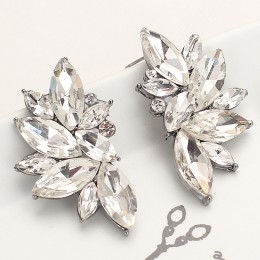 Biały/różowy szkło Rhinestone moda kolczyk kobiety moda biżuteria New arrival metal z gems stud dla kobiet dziewczyn E962 965