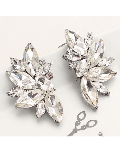 Biały/różowy szkło Rhinestone moda kolczyk kobiety moda biżuteria New arrival metal z gems stud dla kobiet dziewczyn E962 965