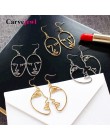 Carvejewl Girls wielokrotny wybór kolczyki Retro stop metali moda sztuka abstrakcyjna Hollow Out twarz dynda kolczyk dla kobiet 