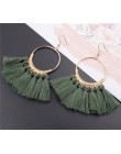 TJP 2019 etniczne czeski biały Tassel kolczyki długie liny frędzle sektora bawełny wypadania Dangle kolczyki dla kobiet moda biż