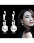 Elegancka moda 925 srebrne wiszące kolczyki sztuczna perła cyrkon Tassel CZ brincos kolczyki dla kobiet biżuteria S-E183