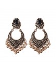 TopHanqi Indian Jhumka biżuteria w stylu Vintage Bell Tassel kolczyk Boho antyczne etniczne srebrny spadek wiszące kolczyki dla 