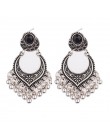 TopHanqi Indian Jhumka biżuteria w stylu Vintage Bell Tassel kolczyk Boho antyczne etniczne srebrny spadek wiszące kolczyki dla 