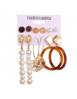 EN 12 Pairs Flower kolczyki damskie zestaw Pearl Crystal stadniny kolczyki Boho geometryczne Tassel kolczyki dla kobiet 2020 biż