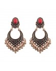 TopHanqi Indian Jhumka biżuteria w stylu Vintage Bell Tassel kolczyk Boho antyczne etniczne srebrny spadek wiszące kolczyki dla 