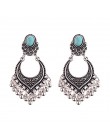 TopHanqi Indian Jhumka biżuteria w stylu Vintage Bell Tassel kolczyk Boho antyczne etniczne srebrny spadek wiszące kolczyki dla 