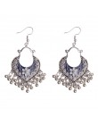 TopHanqi Indian Jhumka biżuteria w stylu Vintage Bell Tassel kolczyk Boho antyczne etniczne srebrny spadek wiszące kolczyki dla 