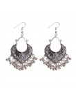 TopHanqi Indian Jhumka biżuteria w stylu Vintage Bell Tassel kolczyk Boho antyczne etniczne srebrny spadek wiszące kolczyki dla 