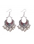 TopHanqi Indian Jhumka biżuteria w stylu Vintage Bell Tassel kolczyk Boho antyczne etniczne srebrny spadek wiszące kolczyki dla 