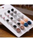 EN 12 Pairs Flower kolczyki damskie zestaw Pearl Crystal stadniny kolczyki Boho geometryczne Tassel kolczyki dla kobiet 2020 biż