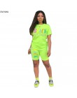 2019 kobiet nowy letni list druku z krótkim rękawem t-shirt szorty do kolan garnitur dwuczęściowy zestaw sportowy strój dresowy 