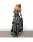 Seksowne kobiety Boho dwuczęściowy zestaw krótki top długi spódnica kwiatowy drukowane Bandeau opaska bez ramiączek Ruffles spód