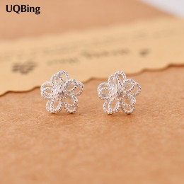 W nowym stylu moda 925 Sterling Silver Hollow kolczyki sztyfty z kwiatem dla kobiet biżuteria Pendientes Brincos biżuteria