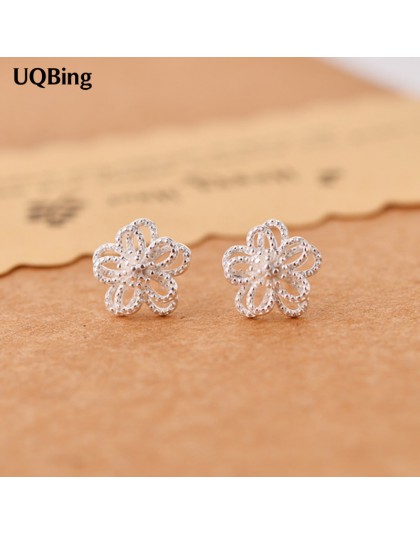W nowym stylu moda 925 Sterling Silver Hollow kolczyki sztyfty z kwiatem dla kobiet biżuteria Pendientes Brincos biżuteria