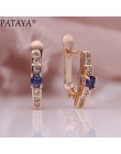 PATAYA nowe owalne zielone kolczyki kobiety moda ślubna śliczne Fine Jewelry 585 różowe złoto Multicolor Natural cyrkon Dangle k