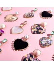 Czeski Multicolor akrylowe Lovery serce dynda kolczyk dla kobiet Trendy Rhinestone Abalone Shell komunikat biżuteria ślubna na p
