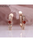 PATAYA nowe owalne zielone kolczyki kobiety moda ślubna śliczne Fine Jewelry 585 różowe złoto Multicolor Natural cyrkon Dangle k