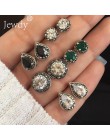 4 par/zestaw kobiety kryształ artystyczny kolczyk stadniny kolczyki dla kobiet biżuteria Boucle D'oreille olśniewający cyrkonia 