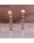 PATAYA nowe owalne zielone kolczyki kobiety moda ślubna śliczne Fine Jewelry 585 różowe złoto Multicolor Natural cyrkon Dangle k