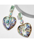 Czeski Multicolor akrylowe Lovery serce dynda kolczyk dla kobiet Trendy Rhinestone Abalone Shell komunikat biżuteria ślubna na p