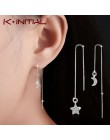 Kinitial Fashion Crystal asymetryczny spadek kolczyki dla kobiet ślub śliczne gwiazda księżyc długi Tassel dynda kolczyk komunik