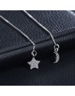 Kinitial Fashion Crystal asymetryczny spadek kolczyki dla kobiet ślub śliczne gwiazda księżyc długi Tassel dynda kolczyk komunik