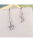 Kinitial Fashion Crystal asymetryczny spadek kolczyki dla kobiet ślub śliczne gwiazda księżyc długi Tassel dynda kolczyk komunik